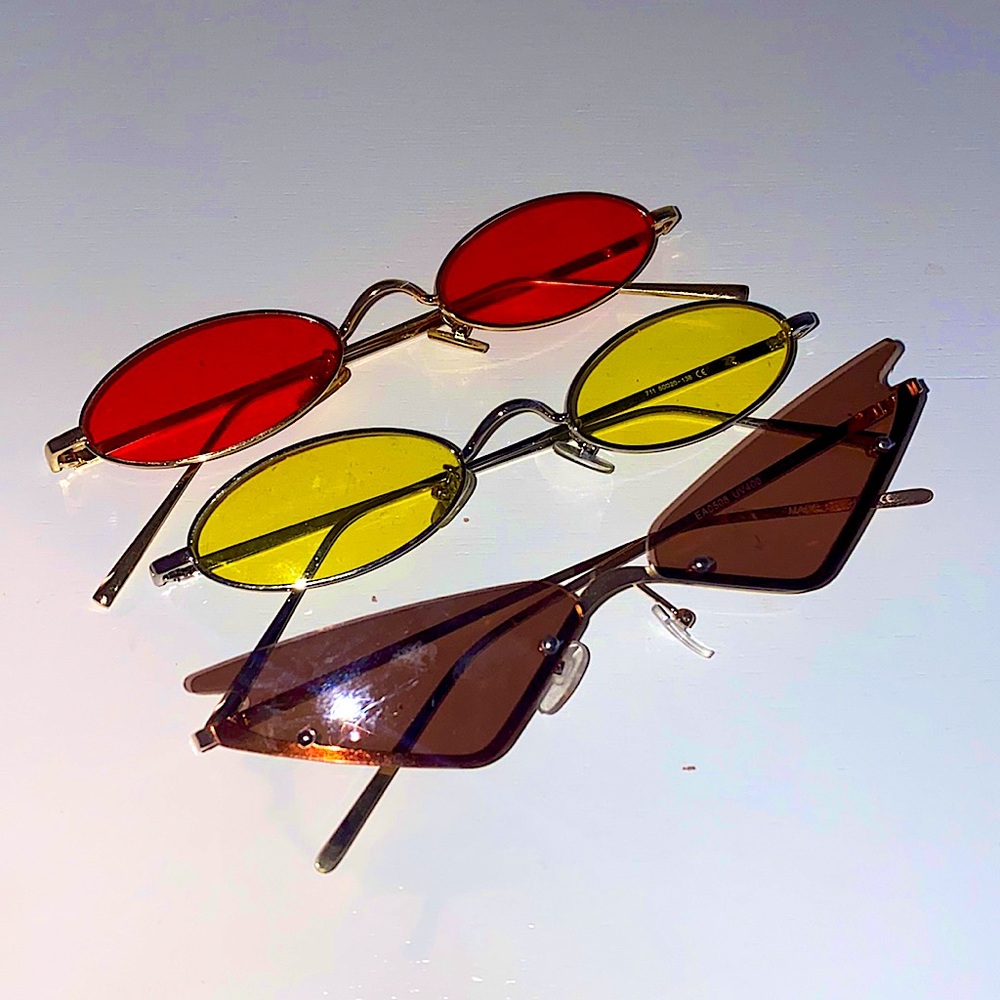 3 Piece Set of Cool Colorful Sunglasses